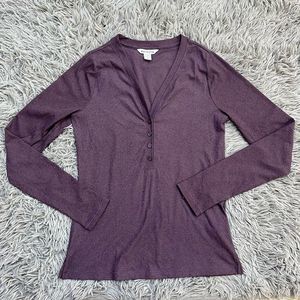 Athleta Uptempo Purple Ribbed Henley, Size Medium